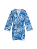 Usha Damen Kimono in Blau Wollweiss