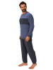 NORMANN Frottee langarm Schlafanzug Pyjama Bündchen - 81303 in blau