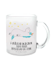 Mr. & Mrs. Panda Trinkglas Einhorn Sternenhimmel mit Spruch in Transparent