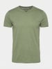 KOROSHI Basic fancy cotton crew t-shirt in khaki