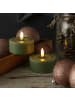 Adilina 2x LED Maxi Teelichter Lina Rustik Optik Echtwachs D: 7cm in grün