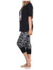 NORMANN Kurzarm Schlafanzug Capri Pyjama Shorty - 84876 in schwarz