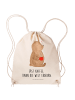 Mr. & Mrs. Panda Gym Bag Bär Kaffee mit Spruch in Creme