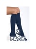 COFI 1453 Damen 2er Kniestrümpfe Lycra-Kniesocken mit 60 DEN Onesize in Dunkelblau