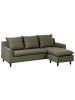 Beliani Ecksofa ELVENES in Grün/Braun - (W) 206 x (H) 69 x (L) 140 cm linksseitig