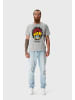 OLDSKULL T-Shirt Xtreme Smiley Cash Skull Graphic in Heather Grey