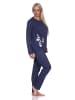 NORMANN Schlafanzug langarm Pyjama Pyjamahose Tupfen Punkte Optik - 86411 in navy