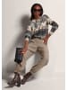 MADELEINE Rundhals-Pullover im Muster-Mix in berber / steingrau / multicolor
