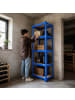 relaxdays Schwerlastregal in Blau/ Braun - (B)60 x (H)200 x (T)60 cm
