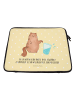 Mr. & Mrs. Panda Laptop Tasche Katze Wasserglas mit Spruch in Gelb Pastell