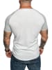 Amaci&Sons Basic Oversize Raglan T-Shirt mit Rundhalsausschnitt OMAHA in Weiß/Grau