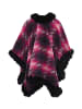 fraully Damen Poncho in Pink Mehrfarbig