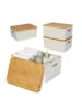 relaxdays 2 x Aufbewahrungsbox in Weiß/ Natur – (B)36 x (H)16 x (T)25 cm