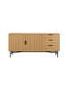 SalesFever Sideboard 160 cm mit Stauraum - Eiche Echtholzfurnier & Metallgestell in Schwarz