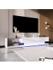ABRIHOME Weißer LED TV-Schrank in Hochglanz 170 x 36 x 38 cm mit Glaselementen
