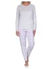 NORMANN Verspielte langarm Schlafanzug Pyjama floralen Muster - 79806 in grau