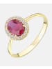 Vanlere Cluster-Ring aus 375 Gelbgold mit Zirkonia mit Rubin