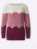 Sieh an! Rundhals-Pullover in malve-ecru-gemustert