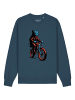 wat? Apparel Sweatshirt Katze auf Fahrrad in Petrol