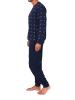 NORMANN Langarm Schlafanzug Pyjama Bündchen Minimalprint in navy