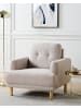 Beliani Sessel TUVE in Beige/Heller Holzfarbton - (W) 88 x (H) 85 x (L) 90 cm