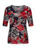 GOLDNER Florales Viskose-Shirt Halbarm in rot / taupe / marine / gemustert
