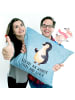 Mr. & Mrs. Panda 40x40 Kissen Pinguin Marienkäfer mit Spruch in Eisblau