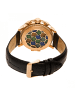 Heritor Aura Herren-Uhr mit halbskelettiertem Lederarmband in Rose Gold/Black