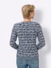 Sieh an! Langarm-Pullover in marine-ecru-gemustert