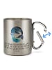 Mr. & Mrs. Panda Edelstahlbecher Walfisch Thunfisch mit Spruch in Silber
