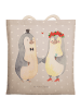 Mr. & Mrs. Panda Tote Bag Pinguin Heirat ohne Spruch in Grau Pastell