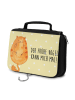 Mr. & Mrs. Panda Kulturtasche Katze Frühaufsteher mit Spruch in Gelb Pastell