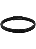 Adeliás Herren Armband – Textilarmband aus Leder 20,5 cm in schwarz