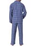 NORMANN Flanell Pyjama Schlafanzug zum durchknöpfen - 70112 in blau
