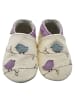 Yalion Baby-Lederlaufschuhe mit rutschfester Sohle – Cremefarben mit Vogelmotiv 