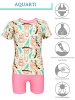 Aquarti Baby Mädchen Zweiteiler Badeanzug Bade-Set Bade T-Shirt Badehose in grün/rosa