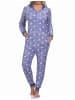 NORMANN Jumpsuit Schlafanzug Overall Coralfleece Tupfen Punkte - 76721 in blau