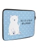 Mr. & Mrs. Panda Laptop Tasche Eisbär Faul mit Spruch in Blau Pastell