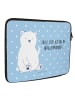 Mr. & Mrs. Panda Notebook Tasche Eisbär Faul mit Spruch in Blau Pastell