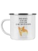 Mr. & Mrs. Panda Becher Emaille Corgi Po mit Spruch in Weiß