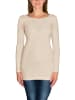 Alkato Alkato Damen Langarm Longshirt Langarmshirt in beige/weiß