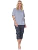 NORMANN Kurzarm Pyjama Schlafanzug Shorty Maritimer Look 125 205 866 in grau