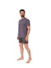 NORMANN Schlafanzug kurzarm Pyjama Shorty Streifen - 67330 in grau