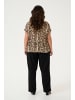 KAFFE curve Kurzarm-Bluse KCami Loose fit in Naturel Leopard Print