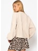 SASSYCLASSY Musselin Bluse mit V-Ausschnitt und Fransen in Beige