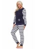 NORMANN geringelte Frottee Schlafanzug langarm Pyjama Eiskristall - 88029 in navy