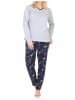 NORMANN Langarm Schlafanzug Pyjama Schmetterling Motiv - 84766 in grau