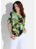 GOLDNER Kurzgröße:  Shirt Shirt in grün / hellblau / schwarz / gemustert