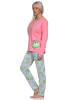 NORMANN Schlafanzug langarm Pyjama Pyjamahose Kiwi print - 86365 in pink