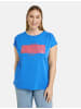 SAMOON T-Shirt Kurzarm Rundhals in Digital Blue gemustert